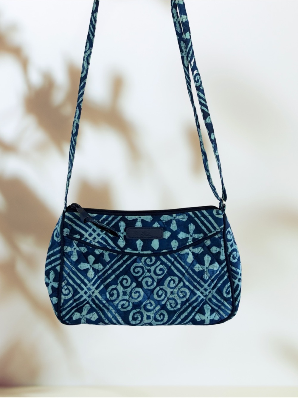 Vera Bradley Little Crossbody Bag Cuban Tiles Blue Quilted Cotton Purse